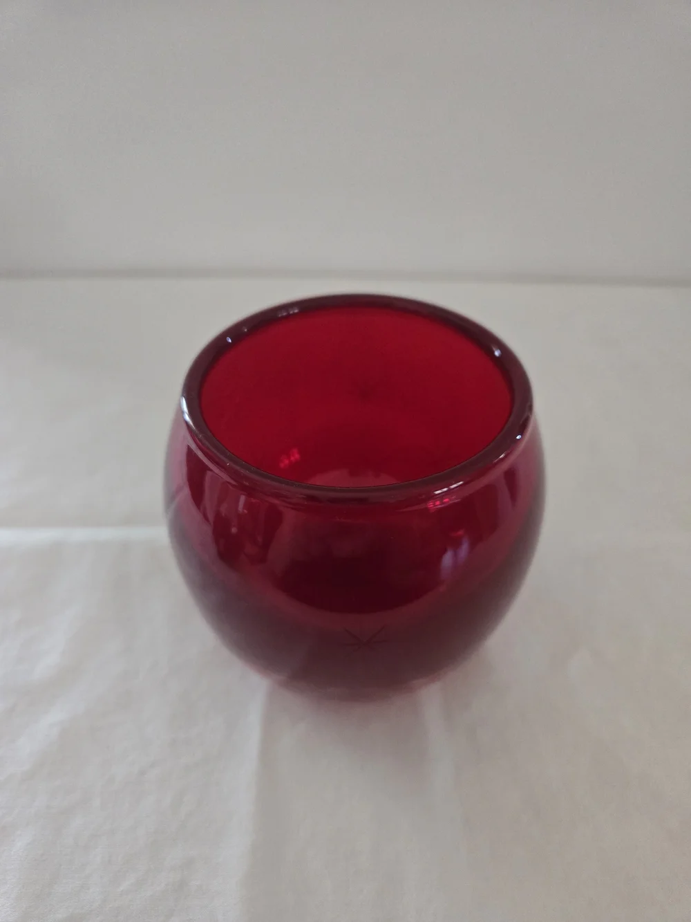 Crate&Barrel Ruby Red Glass Candle Holder